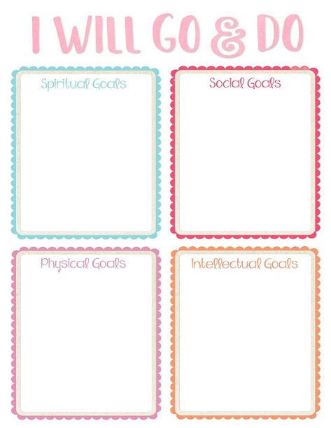 Activity Days Goals Printable, Lds Goals, Lds Homeschool, Lds Activity Days, Scatter Sunshine, Goal Printable, Journal Sheets, Mutual Activities, Primary Activity