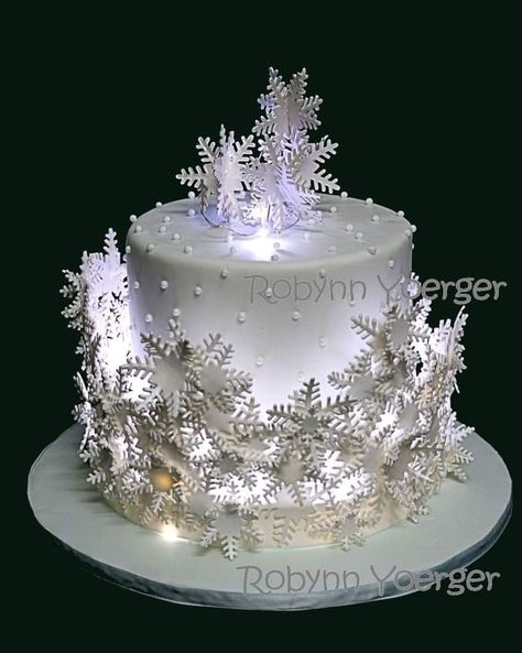 Cake With Lights, Collar Display, Winter Torte, Display Cake, Frozen Theme Cake, Christmas Themed Cake, 2 Cake, Christmas Cake Designs, New Year's Cake