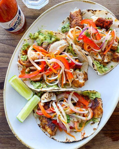 Mahi Mahi Tacos with Jicama Slaw - Paleo, Gluten-Free Mahi Mahi Tacos With Jicama Slaw, Jicama Slaw For Tacos, Jicama Recipes, Paleo Fish Tacos, Primal Gourmet, Mahi Tacos, Jicama Recipe, Mahi Mahi Tacos, Jicama Slaw