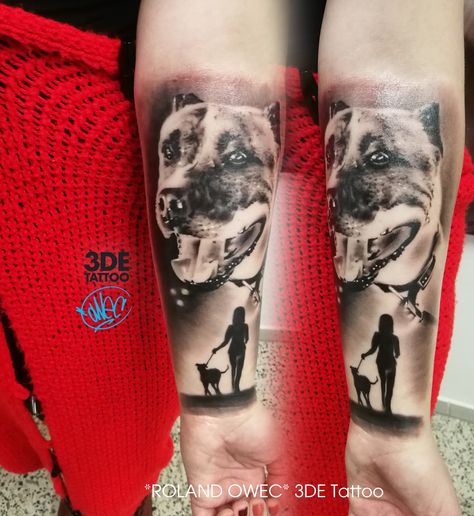 Pitbull Dog Silhouette, Pitbull Tattoo For Women Sleeve, Pitbull Tattoo For Women, Dog Tattoo Sleeve, Dog Silhouette Tattoo, Walking With Dog, Pet Memorial Tattoo, Dog Portrait Tattoo, Puppy Tattoo