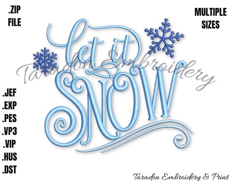 Let it Snow Wintery Machine Embroidery Design Saying, Classy Design to Stitch on Holiday Apparel or Home Decor, Seasonal Magic for Everyone Snow Machine, Holiday Apparel, Classy Design, Holiday Pillows, On Holiday, Let It Snow, Digital Embroidery, Machine Embroidery Design, Needle And Thread