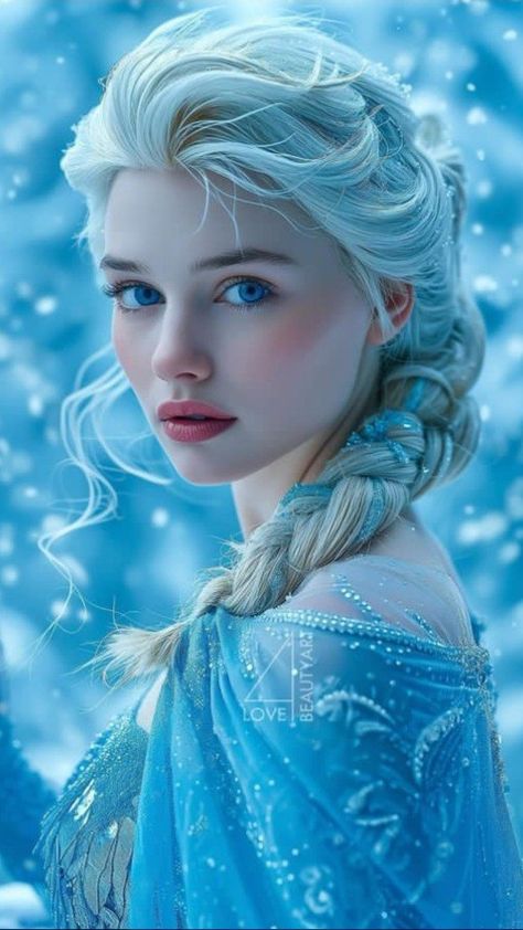 Elsa Real Life, Evil Elsa, Realistic Disney Princess, Frozen Fan Art, Wonderland Artwork, Frozen Art, Disney Presents, Female Elf, Flowing Hair