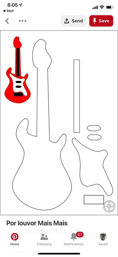 Printable Guitar Template, How To Make A Guitar Out Of Cardboard, Guitar Pinata, Cardboard Guitar, Guitar Outline, Guitar Party, Music Party Decorations, Easter Templates Printables, Guitar Crafts