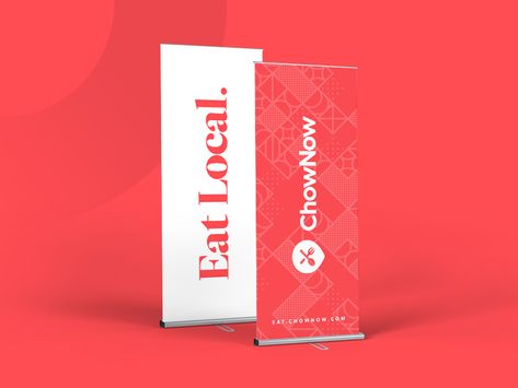 ChowNow - Trade Show Banners red trade show roll-up roll up banner branding brand Roll Up Banner Design Minimalist, Roll Up Design Creative, Banner Roll Up Design, Trade Show Banners, Trade Show Banner, Pull Up Banner Design, Rollup Design, Banner Branding, Conference Banners