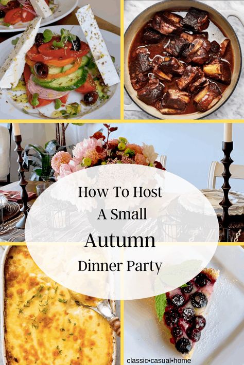 Dinner Party For 10 People, Fall Dinner Party Meals, Dinner Recipes For Entertaining Friends, 5 Course Meal Ideas Menu Dinner Parties, Dinner For Small Gathering, Fall Friends Dinner Party, Dinner Ideas For Entertaining Friends, Fall Entertaining Dinner Parties, Host A Fall Party