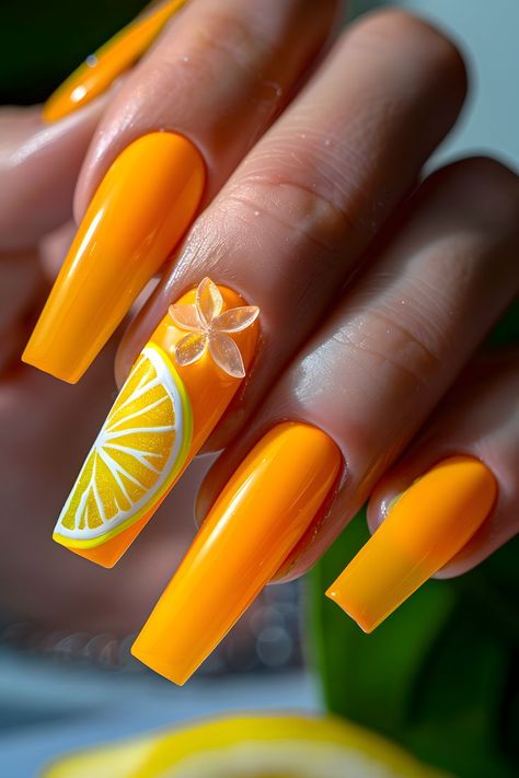 Nail Art Long Nails, Extravagant Nails, Acrylic Nails Summer, Nail Video, Fruit Nails, Cute Nail Art Designs, Work Nails, Vacation Nails, Nails Summer