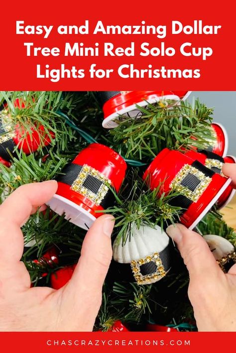 Do you want to make mini red solo cup lights? This is a super easy DIY with just a few supplies from Dollar Tree. Mini Solo Cup Crafts, Solo Cup Crafts, Recycled Ornaments, K Cup Crafts, Santa Cups, Lights For Christmas, Red Solo Cup, Camp Crafts, Solo Cup