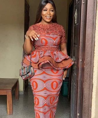 Straight Peplum Skirt and Blouse Ankara Styles | Halter Neckline, Short Sleeves Straight Skirt And Blouse Ankara, Ankara 2 Piece Set, Blouse Ankara Styles, Ankara 2 Piece, Peplum Skirt And Blouse, Skirt And Blouse Ankara, African Skirt Outfit, African Pants, Ankara Skirt And Blouse