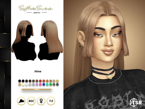 The Sims Resource - Hime Hairstyle Hair Styles Sims 4, Hime Hairstyle, Sims Cc Hair, Ts4mm Cc, Ts4 Hair, Bantu Knot Hairstyles, Hime Cut, Sims 4 Mm Cc, Hair Knot