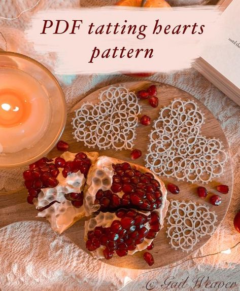 Hearts Tatting PDF Pattern Frivolite | Etsy Ring On Chain, Heart Tat, Tatting Necklace, Martha Jones, Shuttle Tatting, Shuttle Tatting Patterns, Excited To See You, Needle Tatting, Necklace Tutorial