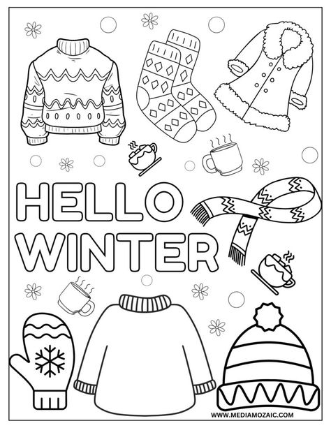 Hello Winter Coloring Pages, Snow Day Coloring Page, Winter Color Pages Free Printable, Winter Coloring Pages Preschool, Preschool Winter Coloring Pages, Winter Themed Coloring Pages, Winter Hat Coloring Page, Free Winter Coloring Pages For Kids, Cute Winter Coloring Pages