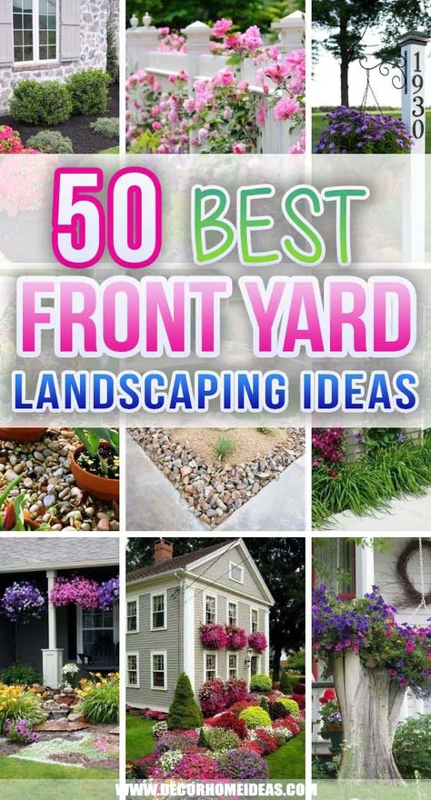 Best Front Yard Landscaping Ideas. Beautiful front yard landscaping ideas will help you boost your curb appeal and add a personal touch to your outdoor space without hesitation and hard work. #decorhomeideas Front Yard Low Maintenance Flower Bed Ideas, Landscaping Ideas For Small Spaces, Easy Landscaping Around House, Landscaping Ideas For Small Front Yard, Flower Walkway Front Yards, Front Lawn Garden Ideas, Landscape In Front Of Porch, Landscape Ideas For Front Of House, Front Yard Planter Ideas