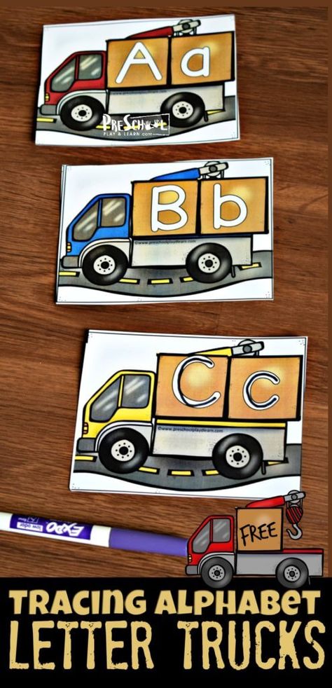 FREE Tracing Alphabet Letter Trucks- Kids will have fun practicing writing letters and matching upper and lowercase letters in this fun alphabet activity for preschool and kindergarten age kids with a construction theme #alphabet #preschool #kindergarten Truck Alphabet Letters, Construction Literacy Activities Preschool, Construction Literacy Preschool, Truck Theme Preschool, Build A Truck Preschool Activity, Transportation Alphabet Preschool, Transportation Theme Preschool Literacy, Truck Activities For Preschool, Transportation Centers Preschool