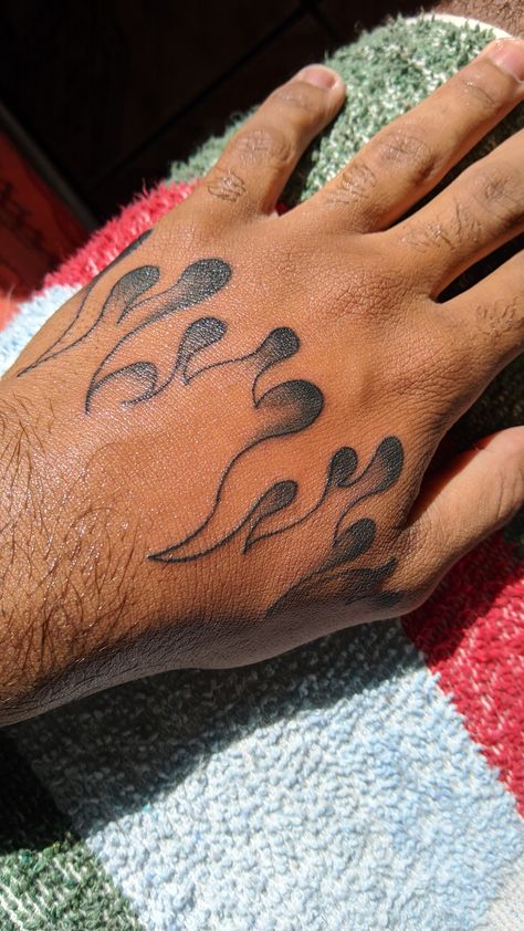 Flame On Hand Tattoo, Flame Tattoo Hand, Fire Hand Tattoo, Blue Flame Tattoo, Ak Tattoo, Hand Tatts, Tattoo Catalog, Cute Finger Tattoos, Half Sleeve Tattoos Drawings