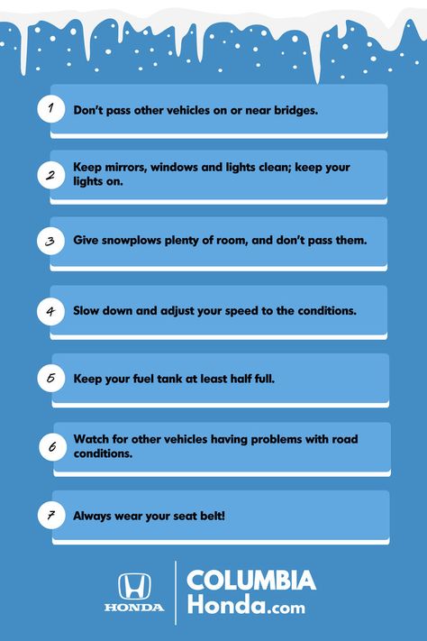 It’s that time of year when we could all brush up on some safe driving tips for navigating roads in snowy or icy conditions. ❄ Winter Driving Tips, Safe Driving Tips, Honda Vehicles, Winter Driving, Driving Tips, Safe Driving, Columbia Mo, Weather Change, Honda Cars