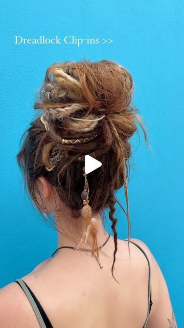 Marjolein van der Weide on Instagram: "Dread Girl Summer ☀️🦋 is starting now 😍  From Hairstyle to Dreadstyle in less than 1-minute with the dread clip-ins.  6 Dread Clip ins installed for a partial look 🫶 . . . #hairclips #dreadlocks #summerhairstyles #bun #summerhair #hairideas" Dreadlock Updo Hairstyles, Partial Dreads Hairstyles, Dreads Underneath Hair, Partial Dreads Placement, Clip In Dreads, Viking Dreads, Partial Dreads, Dreads Girl, Dreads Styles