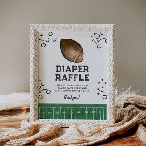 $12.85 | Football Baby Shower Diaper Raffle Sign #football baby shower, football shower diaper, football diaper raffle cards, football diaper raffle, football shower signs, football baby shower sign, digital football sign, boy's football shower, little boy baby shower, diaper raffle sign Tailgate Baby Shower Theme, Super Bowl Baby Shower Theme, Football Baby Shower Theme, Baby Boy Football, Packers Baby, Diaper Raffle Sign, Football Baby Shower, Sports Baby Shower, Football Theme