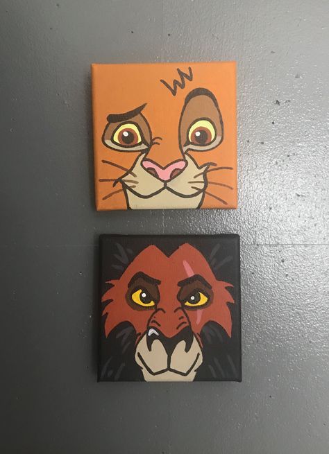 Lion King Painting Easy, Lion King Canvas Painting, Lion King Painting, Lion King Drawing, Diy Art Projects Canvas, Disney Art Diy, Disney Canvas Paintings, Disney Painting, Lion Canvas Painting