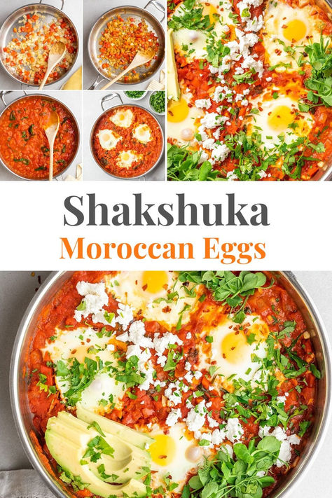 Shakshuka Recipe (Moroccan Eggs In Spiced Tomato Sauce) How To Make Shakshuka, Moroccan Breakfast, Smoked Salmon And Eggs, Baked Eggs Recipe, Spicy Tomato Sauce, Middle Eastern Dishes, Vegetarian Breakfast Recipes, Roasted Mushrooms, Stewed Tomatoes