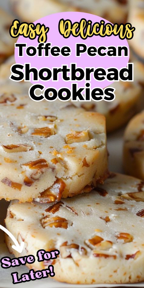 Toffee Pecan Shortbread Cookies Toffee Bits Recipe, Pecan Shortbread Cookies, Pecan Shortbread, Different Types Of Cakes, Toffee Candy, Toffee Cookies, Buttery Shortbread, Dipped Cookies, Shortbread Cookie Recipe