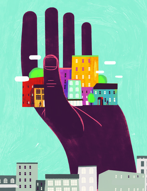 Can This Bold Vision of Black Entrepreneurship Reverse Gentrification in Portland? | City & Region | Portland Monthly Cities Illustration, Gentrification Art, Hands Illustration Art, Hand Illustration Design, Vision Illustration, Gentrification Illustration, Protest Architecture, Entrepreneurship Illustration, Solidarity Illustration