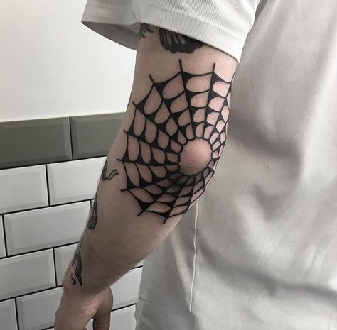 Spider Web Tattoo Elbow, Tato Realis, Acab Tattoo, Tato Tradisional, Spider Web Tattoo, Web Tattoo, Tattoo Old School, Elbow Tattoos, Old School Tattoo Designs