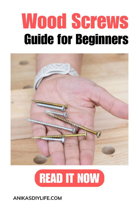 Don't be intimidated by the wood screw aisle. Read this simple beginner's guide to wood screws to know which one to choose for your next woodworking project. #anikasdiylife Carpentry For Beginners, Beginner Carpentry Projects, Woodworking Tips And Tricks, Woodworking Project Plans, Essential Woodworking Tools, Woodworking Tools Workshop, Small Woodworking Projects, Cool Woodworking Projects, Woodworking Hand Tools