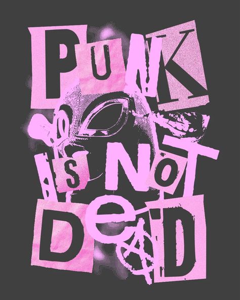 Take your T-Shirt design to the next level by using this Punk is not Dead T-Shirt design template by Stefano Vetere. Use this ready-to-use T-Shirt design and start designing like a Pro. Punk Typography Design, Punk Graphic Design Typography, Punk Poster Design, Punk Typography, Punk Graphic Design, Punk Collage, Punk Illustration, Emo Designs, Punk Logo