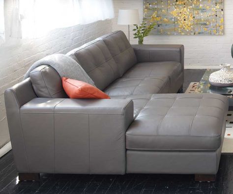 Montez sectional in gray leather, topstiched seat and back | Kasala Grey Leather Couch, Leather Couch Living Room, Traditional Couch, Grey Leather Sectional, Clearance Outdoor Furniture, Cheap Living Room Sets, Cheap Living Room Furniture, Grey Leather Sofa, Best Leather Sofa