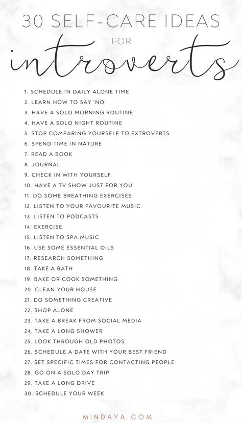 Self-care is crucial in keeping our mental health and wellness levels in check - and this is especially true for introverts! If you're an introvert, you NEED to incorporate these top self care habits into your routine! The more you do, the more fulfilled and at peace you'll feel! #selfcare #introvert #mentalhealth Intellectual Self Care Ideas, How To Feel At Peace, Self Care For Introverts, Birthday Ideas For Introverts, Introverts Quotes This Is Me, Hobbies For Introverts, Introvert Hobbies, Activities For Introverts, Manifestation Prompts