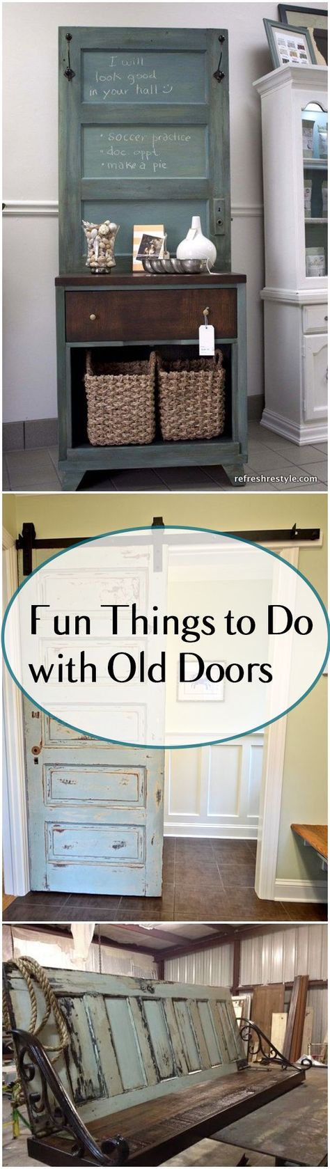 Fun Projects you can make with old doors. Amazing upcycled door projects. Bifold Shutters, Christmas Shutters, Arched Shutters, Beach Shutters, Repurposed Bookshelf, Bathroom Shutters, Antique Shutters, Bedroom Shutters, Upcycle Door