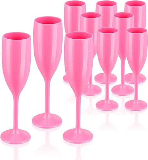 Champagne Cups, Champagne Glasses Wedding, Summer Bachelorette Party, Pink Wine Glasses, Champagne Toasting Flutes, Plastic Champagne Flutes, Wedding Champagne Glasses, Glasses Wedding, Pink Glasses