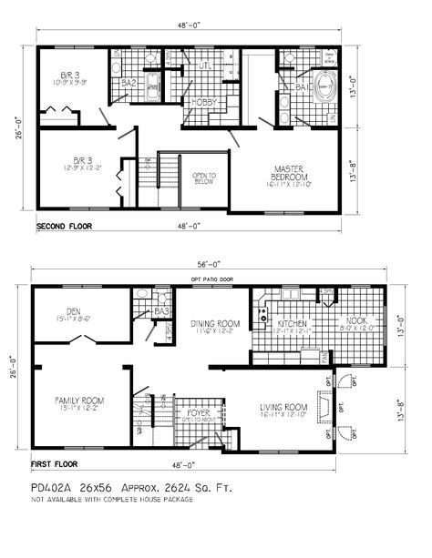 Rectangular House Plans, Rectangular Floor Plan, Rectangular House, Small Farmhouse Plans, House Plans 2 Story, Two Storey House Plans, Mobile Home Floor Plans, Basement House Plans, Two Story House Plans