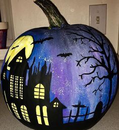 Halloween Pumpkin Crafts, Creative Pumpkin Painting, Creative Pumpkin Decorating, Halloween Pumpkin Carving Stencils, Pumpkin Decorating Contest, Hand Painted Pumpkin, Pumpkin Contest, Pumpkin Painting Ideas, Halloween Pumpkin Designs