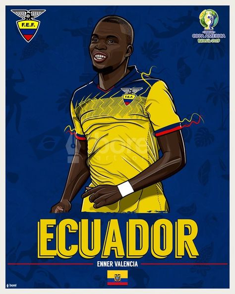 Enner Valencia, Poster Sport, Comic Ideas, Batman Armor, Football Illustration, Football Art, World Football, Fifa World Cup, Football Players