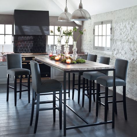 Solid wood and metal industrial dining table W 210cm Tall Dining Room Table, Bar Height Kitchen Table, Tall Kitchen Table, Industrial Dining Room Table, High Top Dining Table, Tall Dining Table, Counter Height Kitchen Table, Square Kitchen Tables, Pub Table And Chairs