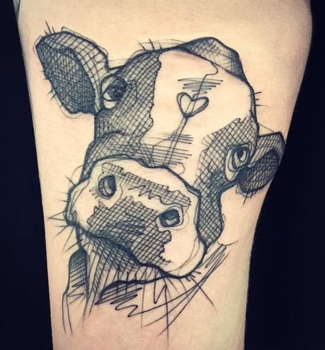 Cow Face Tattoo, Cow Tattoos, Lea Nahon, Cow Sketch, Cow Tattoo, Ancient Tattoo, Vegan Tattoo, Cow Face, Instagram Tattoo