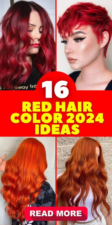 Embrace the boldness of red hair color in 2024 with shades ranging from dark copper to rich burgundy. Whether you want a cool or warm tone, our collection offers a variety of options. Explore the beauty of chocolate and plum hues, or go for an intense cherry red look. With highlights, you can create a multidimensional effect that enhances your style. Buy now and transform your hair with the latest trends. Spring Hair Color Trends 2024 Red, Red Color For Hair, Summer 2024 Red Hair, Red Hair Spring 2024, Spring Red Hair Color 2024, Fire Engine Red Hair, Red Hair Ombre Balayage, Two Tone Red Hair Color Ideas, Spring Red Hair