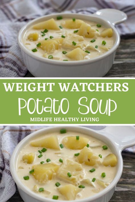 Ww Potato Soup, Weight Watchers Potato Soup, Low Points Weight Watchers, Cream Of Potato Soup, Recipe For Dinner, Weight Watchers Soup, Weight Watchers Recipes Desserts, Weight Watchers Chicken, Creamy Potato Soup