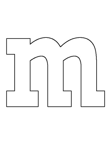 Lowercase letter M pattern. Use the printable outline for crafts, creating stencils, scrapbooking, and more. Free PDF template to download and print at http://patternuniverse.com/download/lowercase-letter-m-pattern/ M&m Decorations, Mnm Halloween Costume, M&m Font For Cricut, M&m Svg Free, M&m Svg, Diy M&m Shirt, M&m Stencil, M And M Costume, M M Halloween Costume