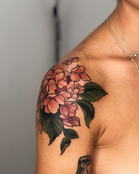 Tattoo Hydrangea, Tattoo Lining, Tattoo Loreen, Lining Tattoo, Max Tattoo, Hydrangea Tattoo, Shading Tattoo, Tattoo Advice, Flower Shoulder Tattoo