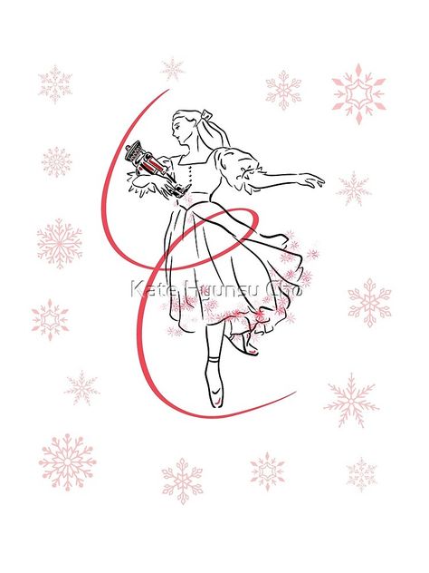 "The Nutcracker Ballet and Clara Christmas Holiday Dance " Drawstring Bag by Katehyun | Redbubble Nutcracker Ballet Tattoo, The Nutcracker Tattoo, Nutcracker Tattoo, Ballet Tattoos, Clara Nutcracker, Tattoos Disney, The Nutcracker Ballet, Floral Thigh Tattoos, Thigh Tattoos