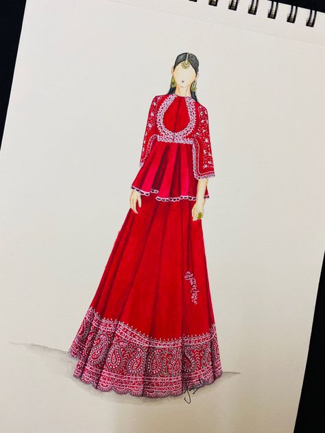 Bhatchitr Drawing, Formal Dress Illustration, Indian Wear Illustration, Ethnic Wear Illustration, Dress Illustration Design, Fashion Illustration Poses, Fashion Illustration Tutorial, Fashion Illustration Collage, Fashion Design Books