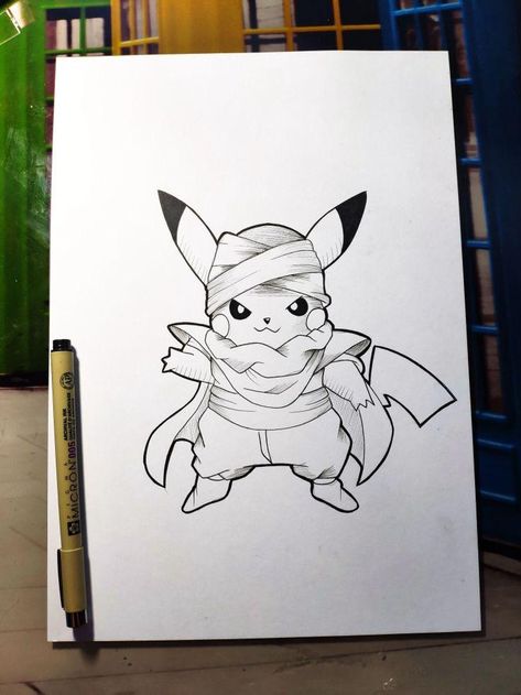 Pikachu Tattoo Design, Underground Design, Pikachu Tattoo, Sketching Painting, Sketchbook Watercolor, Pokemon Sketch, Cartoon Character Tattoos, Pokemon Tattoo, Best Anime Drawings