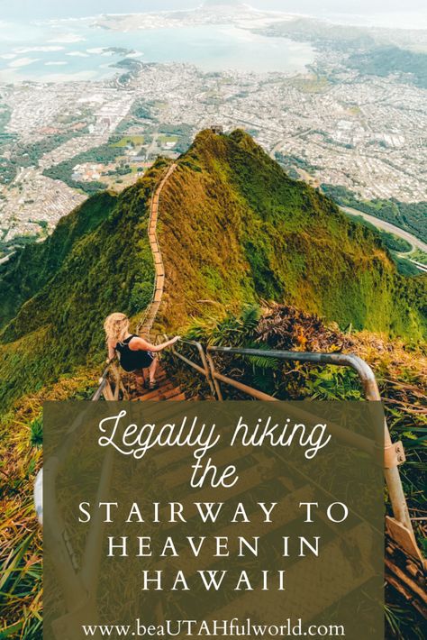 Want to visit the Stairway to Heaven (Haiku Stairs)? Hiking the Stairway to Heaven on Oahu is one of the best hikes in the world. This post outlines the legal way to get there to avoid the fines. #haikustairs #stairwaytoheaven #stairwaytoheavenhawaii Stairway To Heaven Hawaii, Stairways To Heaven, Aus Travel, Haiku Stairs, Hawaii 2023, Hawaii Itinerary, Oahu Vacation, Alaska Trip, Oahu Travel