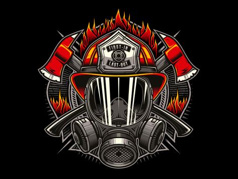 Firefighters by Moises Martinez on Dribbble Firefighter Logo Design, Fire Department Tattoos, Firefighter Drawing, Firefighter Memes, Fireman Art, Firefighter Design, Fire Dept Logo, Firefighter Logo, Firefighter Tattoo