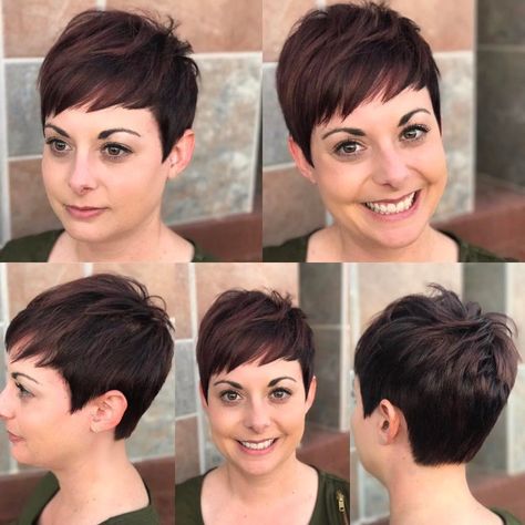 All sizes | Warm Brunette Textured Pixie Crop with Choppy Asymmetrical Bangs | Flickr - Photo Sharing! Hair Color Ideas For Brunettes Short, Textured Pixie, Brunette Pixie, Cute Pixie Cuts, Asymmetrical Bangs, Warm Brunette, Pixie Crop, Pixie Cut With Bangs, Crop Hair