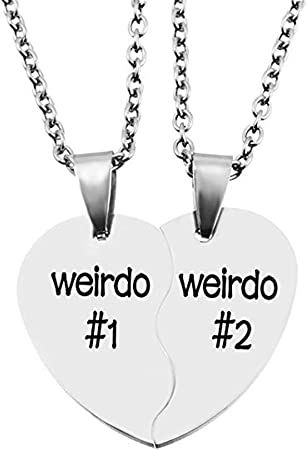 Weirdo Necklaces for 2 Best Friend Necklaces BFF Friendship Birthday Christmas Gifts Split Heart Weirdo 1 Weirdo 2 Necklaces Friendship Valentines, Best Friend Hoodies, Bff Necklace, 2 Best Friends, Bff Jewelry, Bff Necklaces, Friend Jewelry, Bff Outfits, Best Friend Jewelry