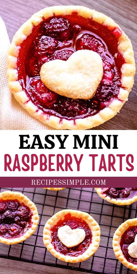 Dainty Desserts Simple, Tart Recipes Dessert Mini, Individual Tarts Desserts, Easy Mini Pie Recipes, Easy Mini Tart Recipes, Individual Tart Recipes, Mini Tart Ideas, Mini Pie Tarts, Mini Raspberry Desserts