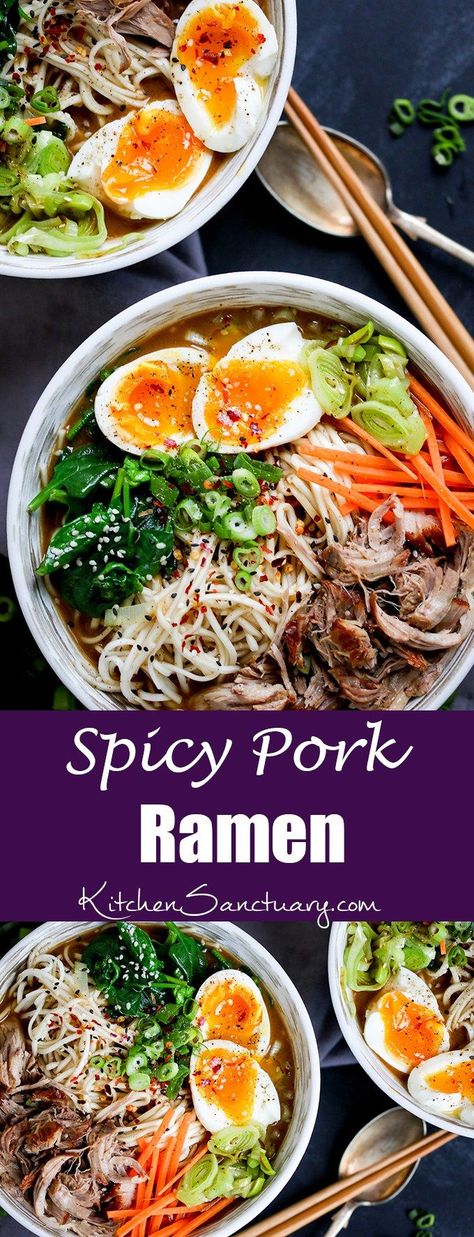 Homemade Ramen Pork Belly, Ramen Noodles With Pork, Best Spicy Ramen Recipe, Spicy Pork Belly Ramen, Pork Broth Ramen, Pork Loin Ramen Recipe, Japanese Ramen Soup Recipes, Ramen With Pork Chop, Ramen Noodle Recipes Pork Belly